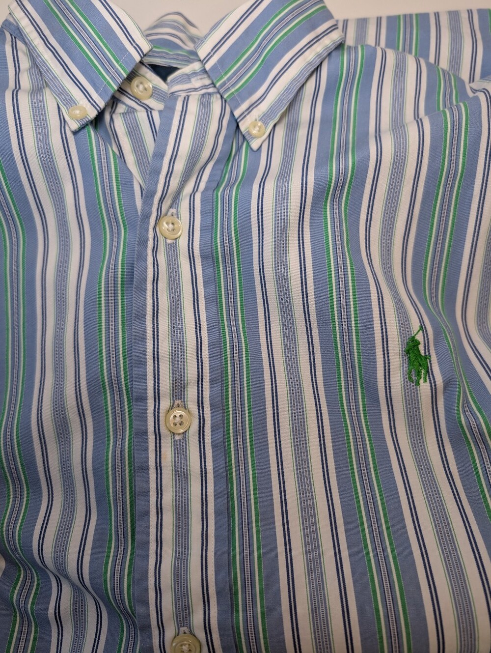 Ralph Lauren Blue White Green Striped Button-Down Shirt - Picture 9 of 11